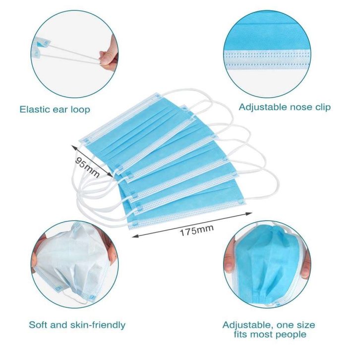 Disposable Surgical 3-ply Face Mask, LyncMed Medical Earloop Mask, Melt-blown Nonwoven Fabric in Middle.